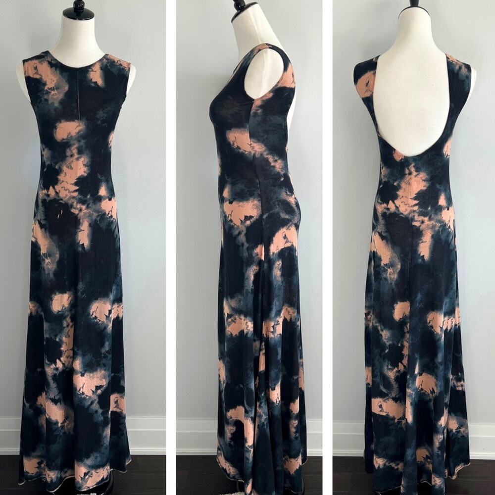 NWT Zara Thin Knit Tie Dye Long Fitted Maxi Dress Size XS S